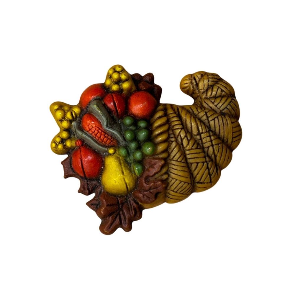 Vintage Thanksgiving Cornucopia 80s Hallmark Pin